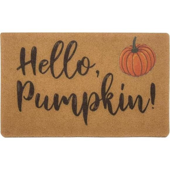 IZUS Hello-Pumpkin Welcome-Doormats - Non-Slip Coir Entrance-Mat - Picture 1 of 7